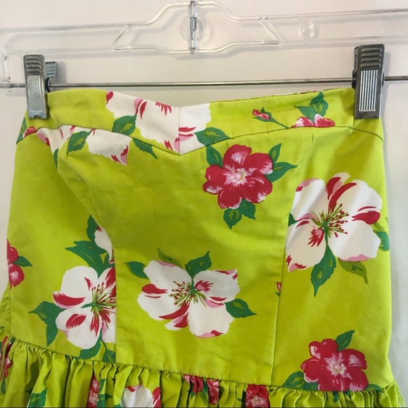 Hollister Strapless Mini Dress Floral Skater Neon - Picture 5 of 8